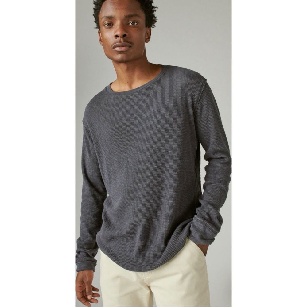 Lucky Brand Men's Gray Thermal Crew Size L